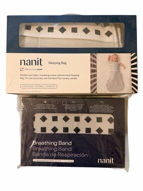 Nanit Baby Sleeping Bag & Breathing Band Set - White with Black Diamond Pattern